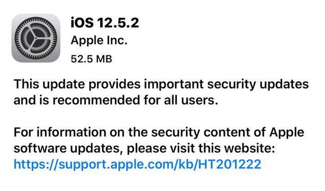天镇苹果手机维修分享iOS12.5.2发布，建议所有老苹果用户安装 